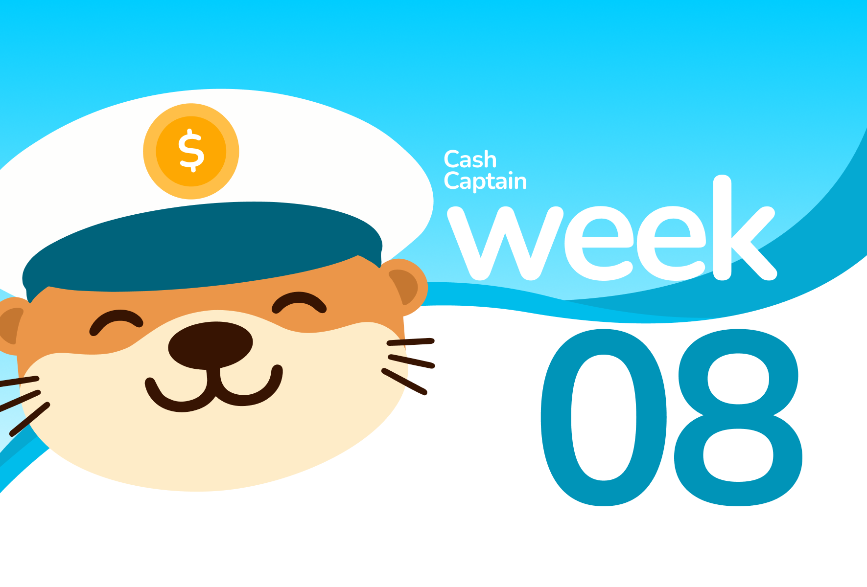 Cash Captain Week 08 changelog cover with mascot